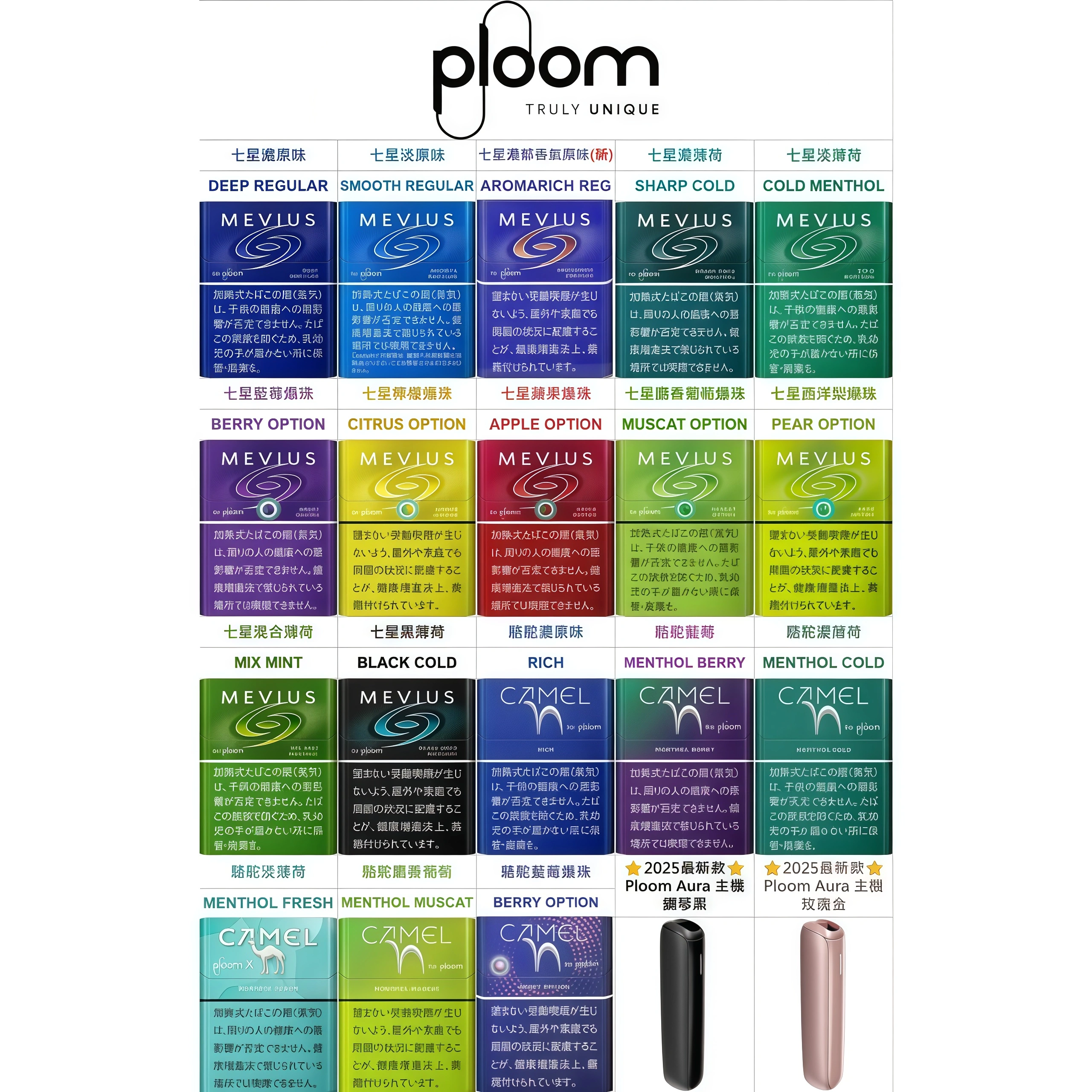 MEVIUS / CAMEL 七星駱駝煙彈|Ploom 專用・多口味現貨 1 Ploom 煙彈|外觀正面實拍